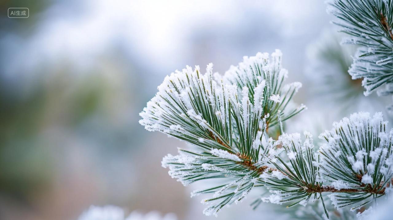 霜雪覆盖的松树风景壁纸