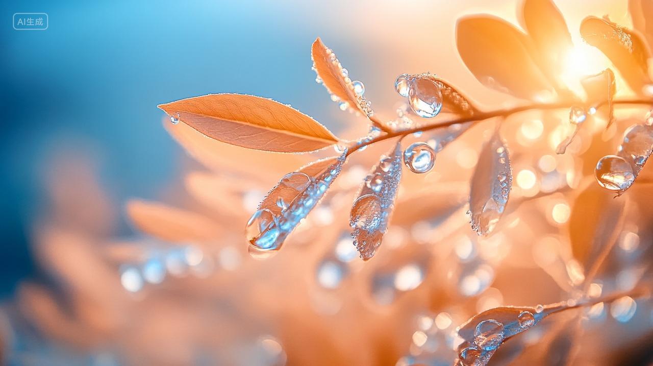 带着露珠的秋叶秋天秋分霜降