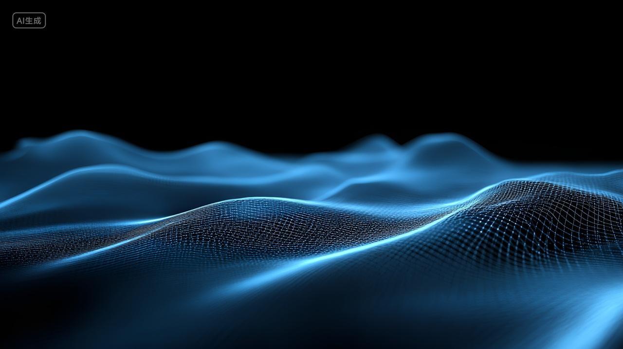 波纹蓝色黑色舞台电商背景曲线科幻波动背景图