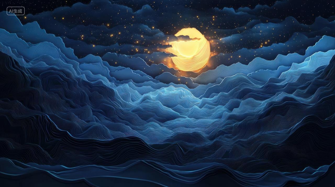 剪纸风中秋插图夜空中的月亮