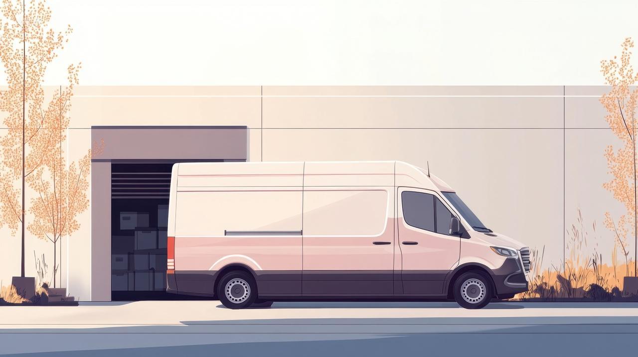 白色货车停在仓库门口