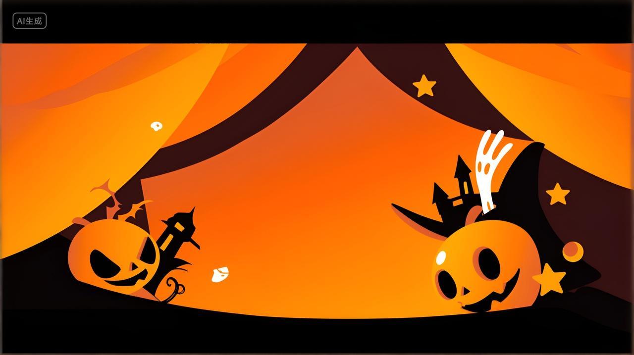 万圣节主题背景图抽象简洁橙色黑色背景图万圣节狂欢活动背景