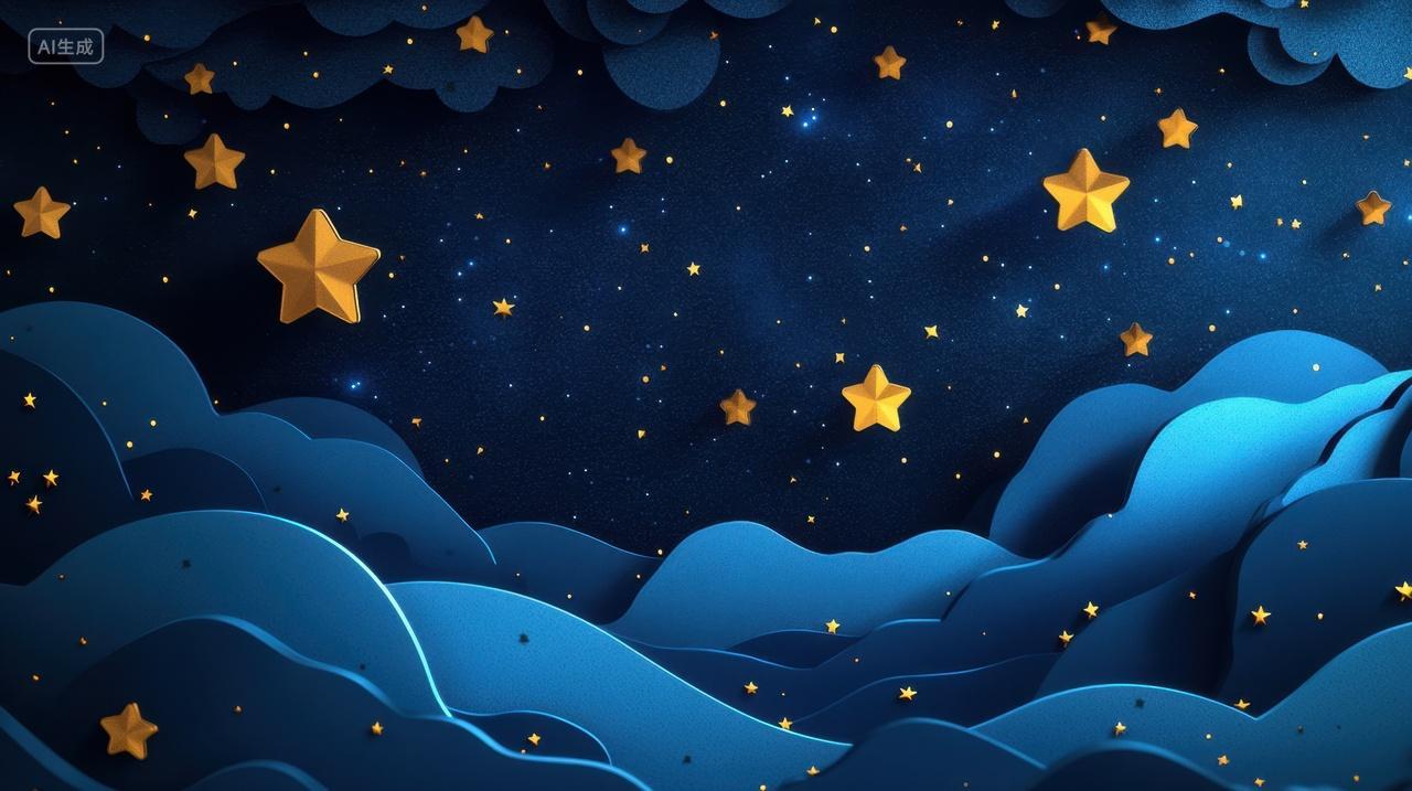 梦幻星空纸艺卡通背景素材