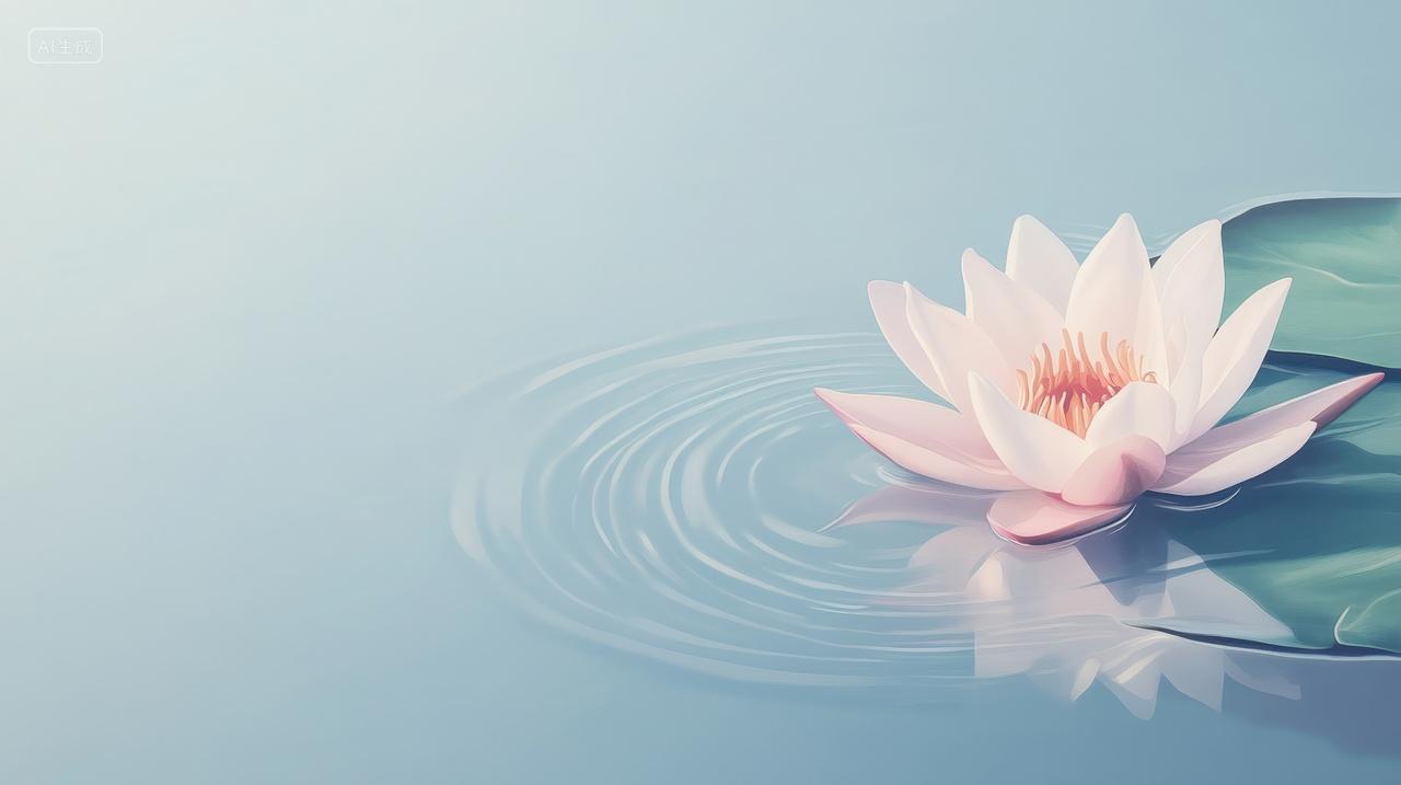 简约中国风池塘中的一朵莲花