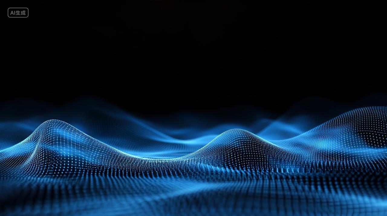 黑色背景蓝色波浪抽象图海报背景图