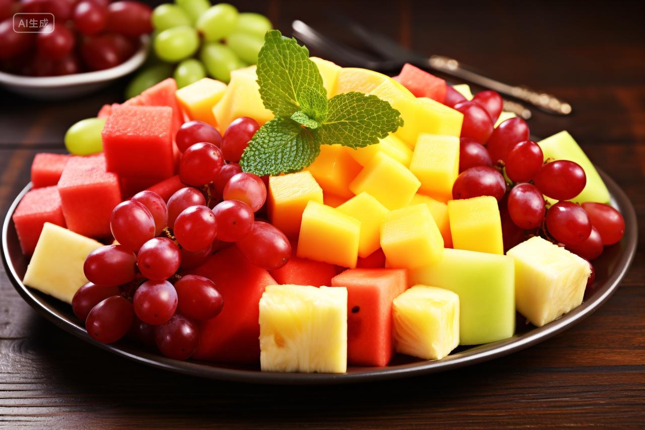 盘子里的各种水果果盘