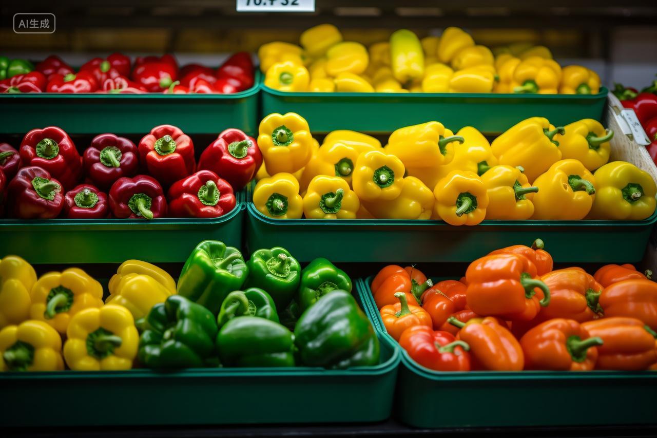 菜市场里面的辣椒蔬菜食材