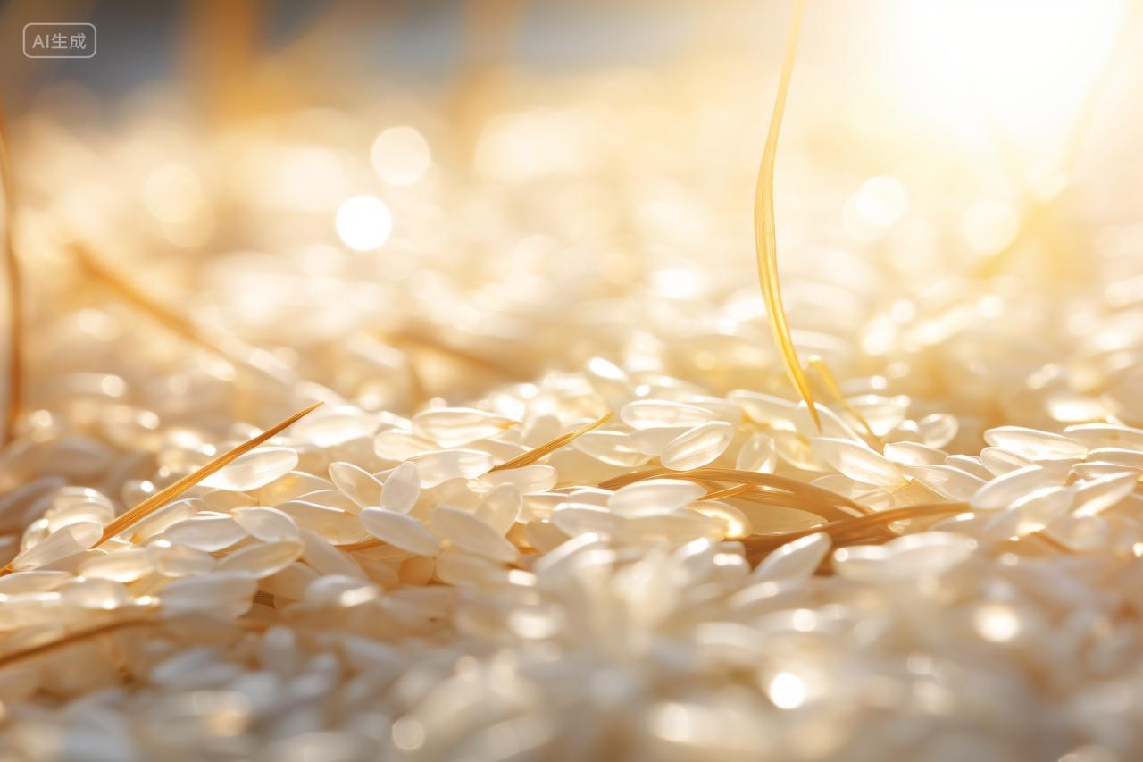 阳光照耀下的颗粒大米庄稼农作物