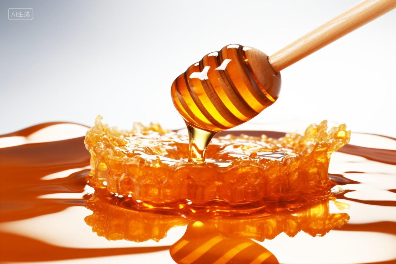 蜂蜜棒上的蜂蜜甜食特写