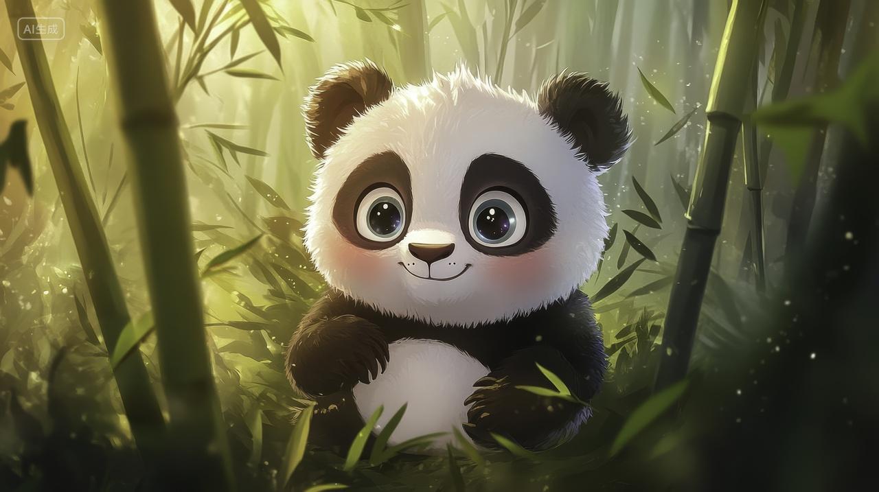 竹林中的卡通熊猫