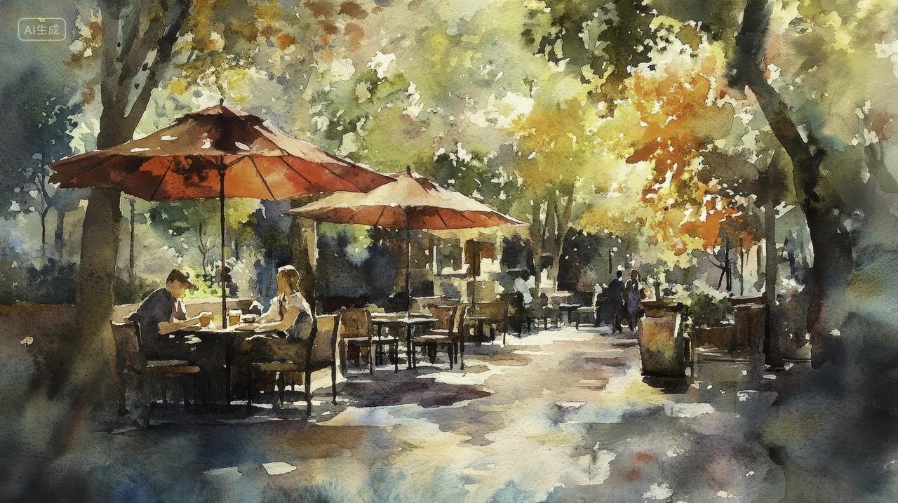 露天咖啡座的午后阳光