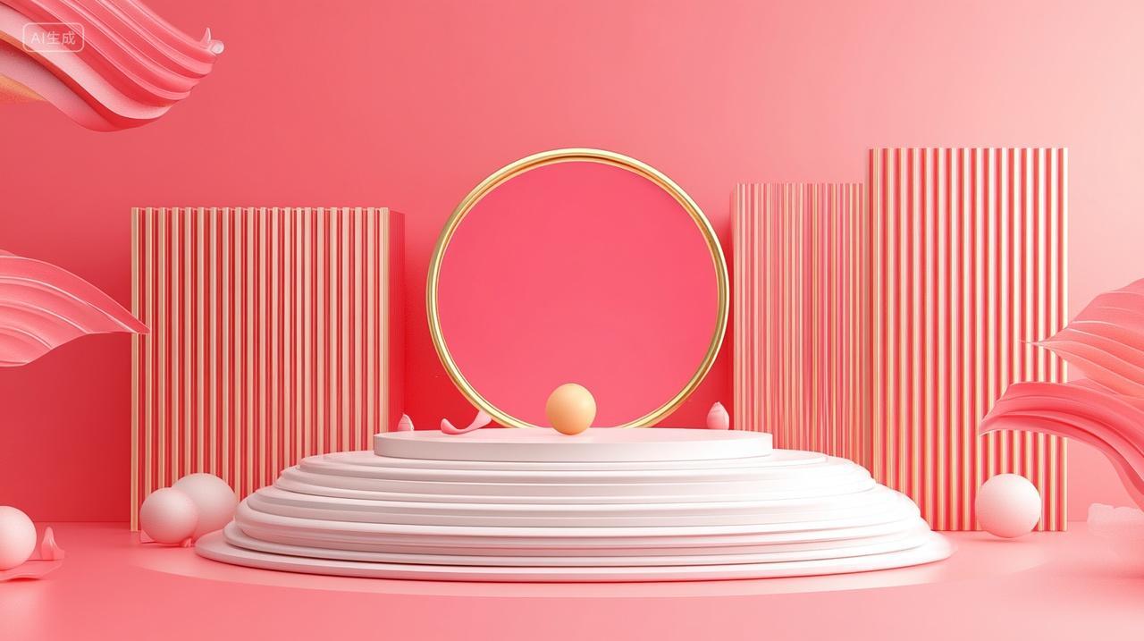 粉色清新双十一展台