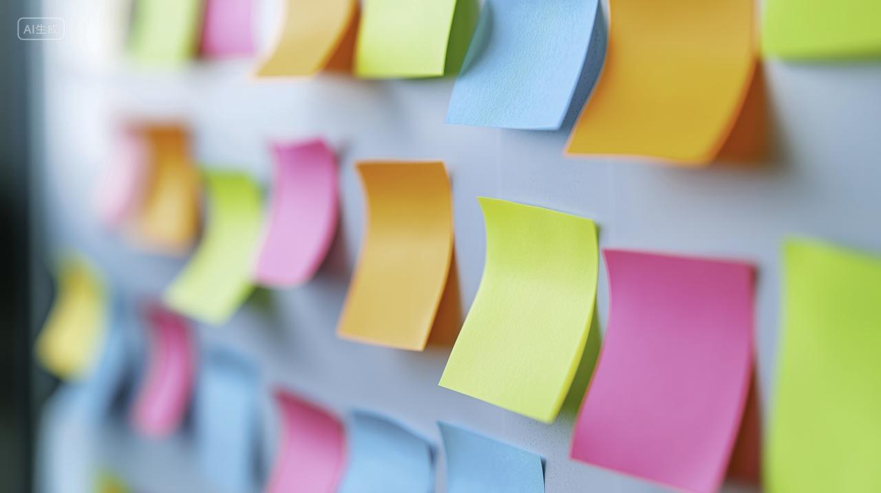 板上的亮色便签纸