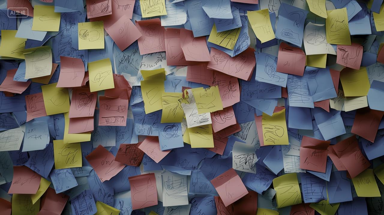 彩色便签纸贴满墙面