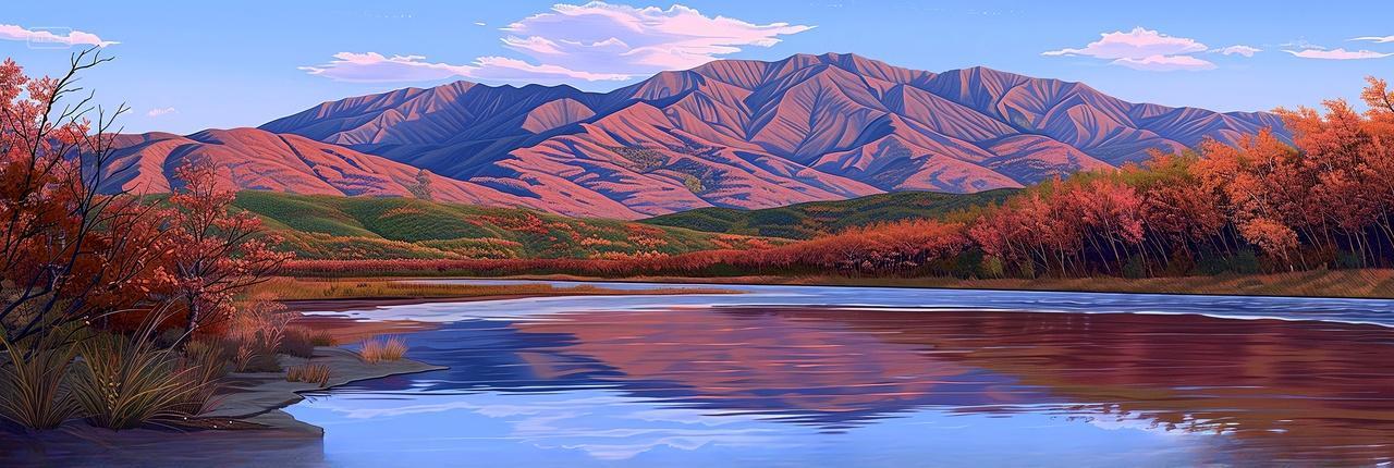 荒凉山脉下的寂静森林湖泊