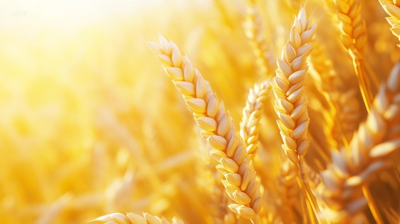 阳光下的麦田麦穗唯美秋收风景