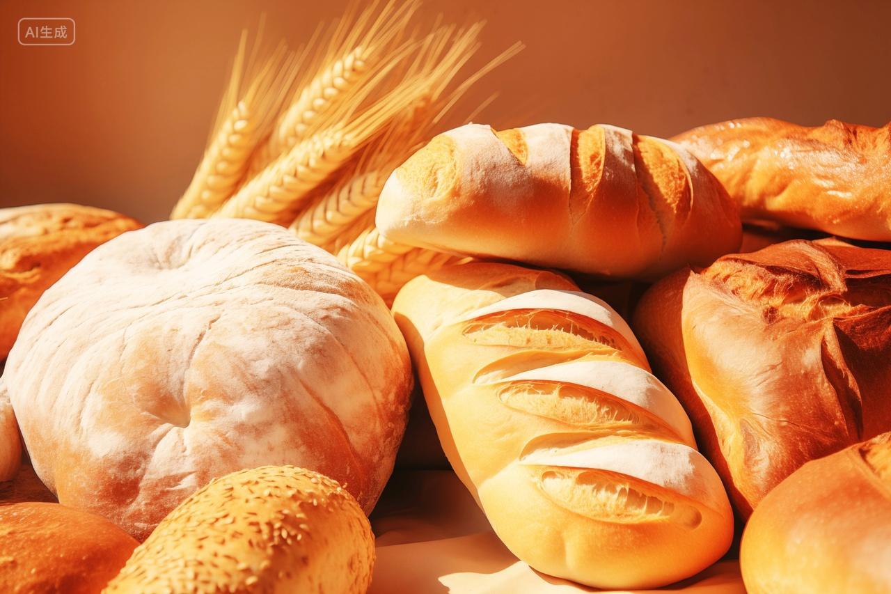 阳光照耀下的全麦面包烘焙焙烤美食宣传