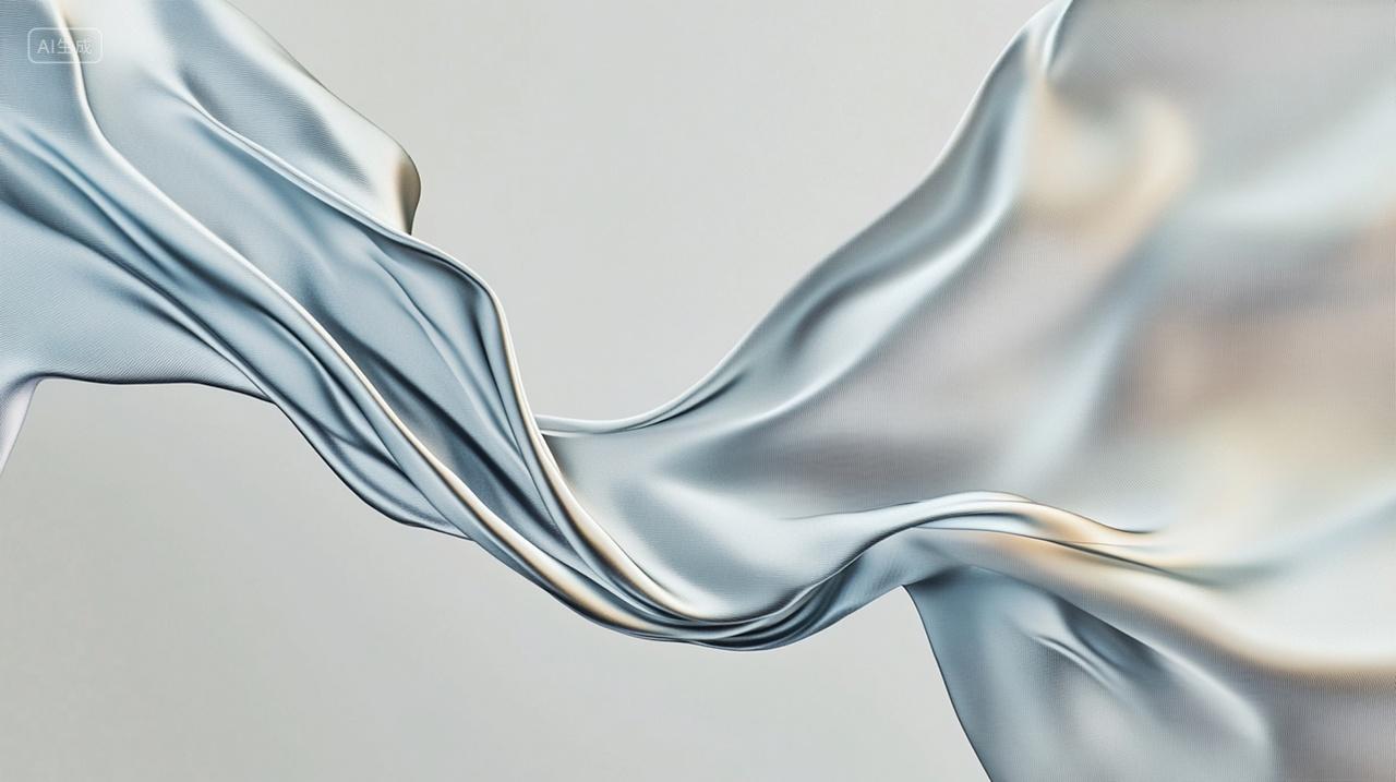 银色波浪液体金属流动银色抽象背景