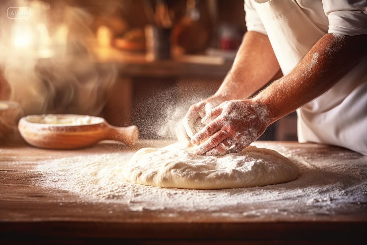 手揉面团特写面食制作过程
