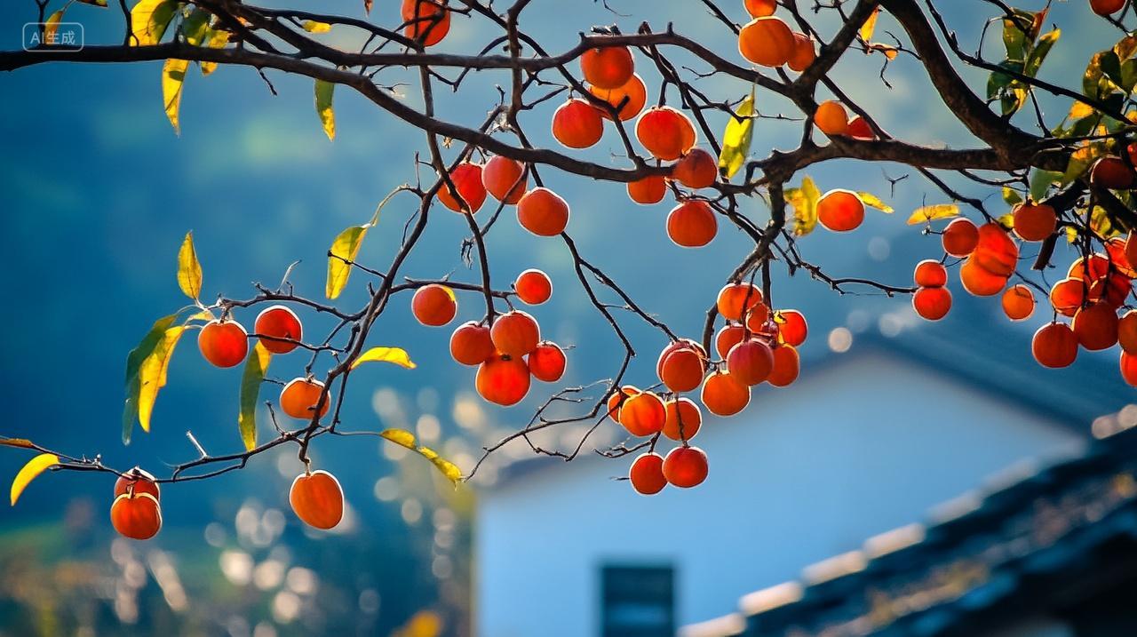 秋天成熟柿子水果