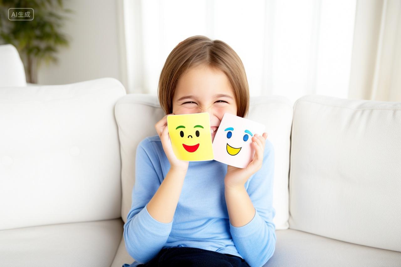 手拿便利贴开心微笑的女孩