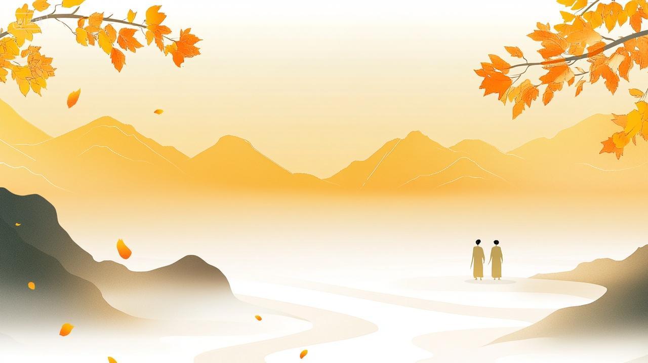 重阳节山水老人浅黄色简约背景