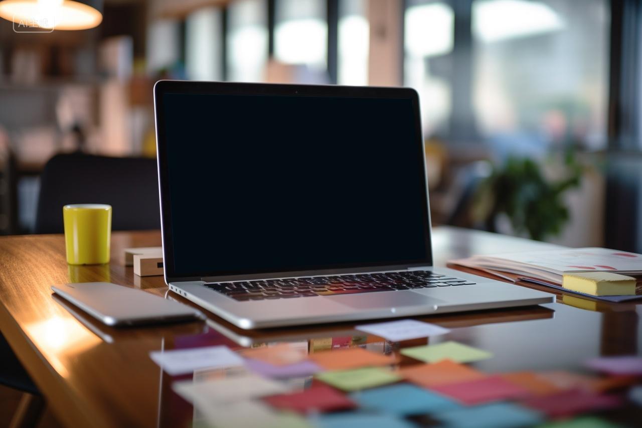 商务办公室办公笔记本电脑特写