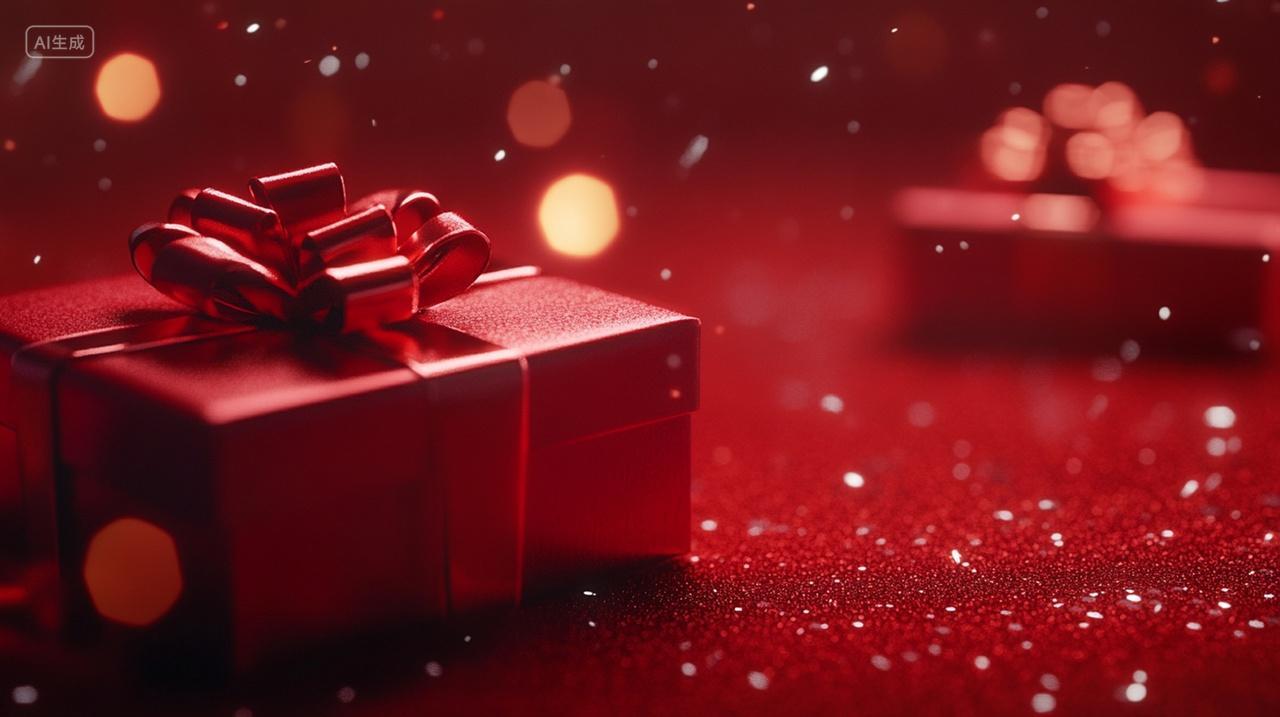 红色喜庆礼盒节日送礼装饰背景