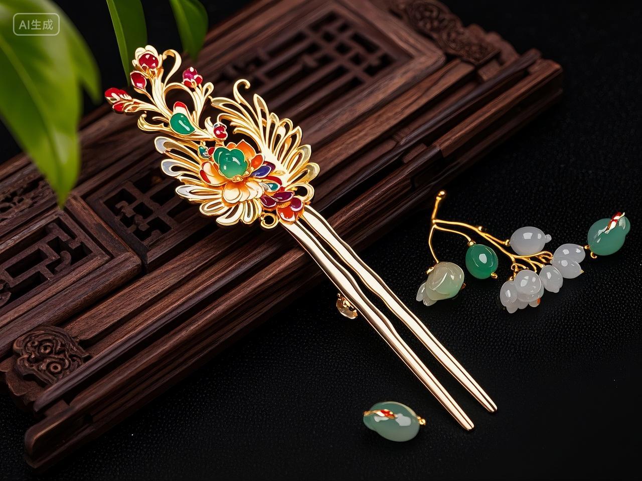 古典中式古风发簪发钗商品商业拍摄女性饰物珠宝首饰唯美