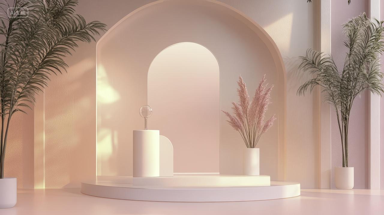 温馨风格拱形室内设计展厅展台电商场景