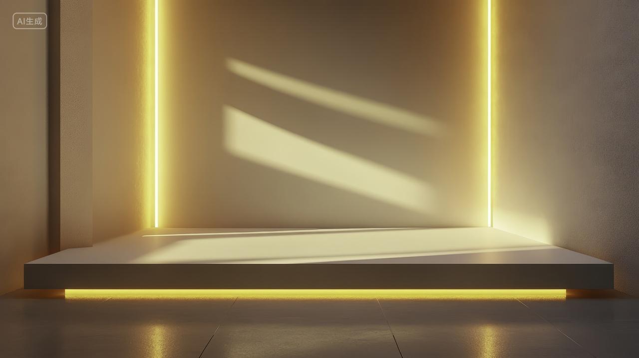 暖色调灯光设计极简舞台展厅展台电商场景