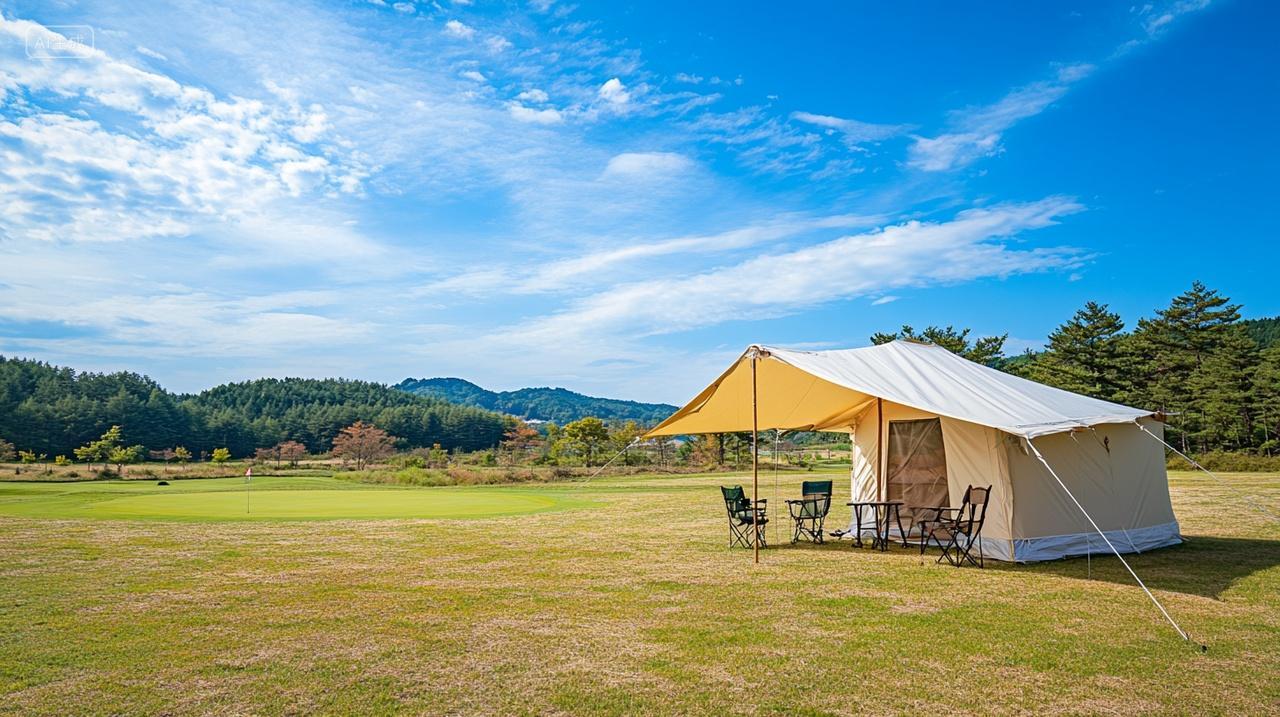 高尔夫球场休息区帐篷背景