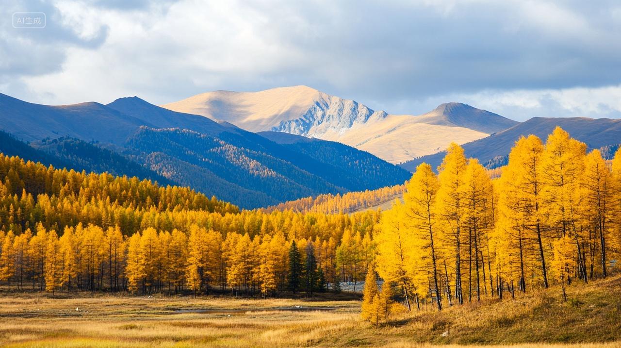 新疆秋天山脉风景摄影图配图