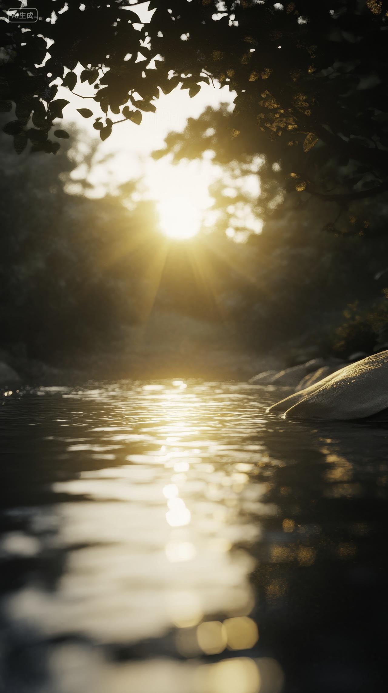 静谧河流的黄昏倒影