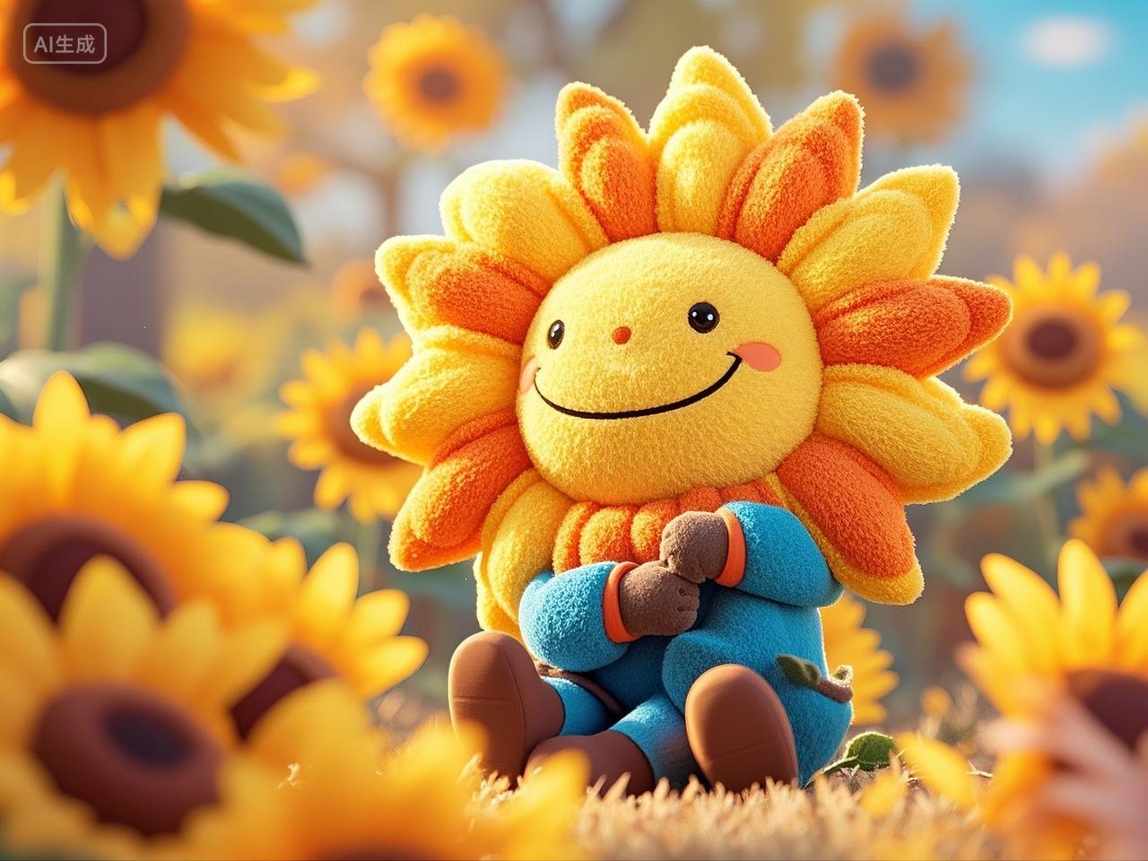 可爱太阳花公仔玩偶治愈系金色秋天童真儿童节