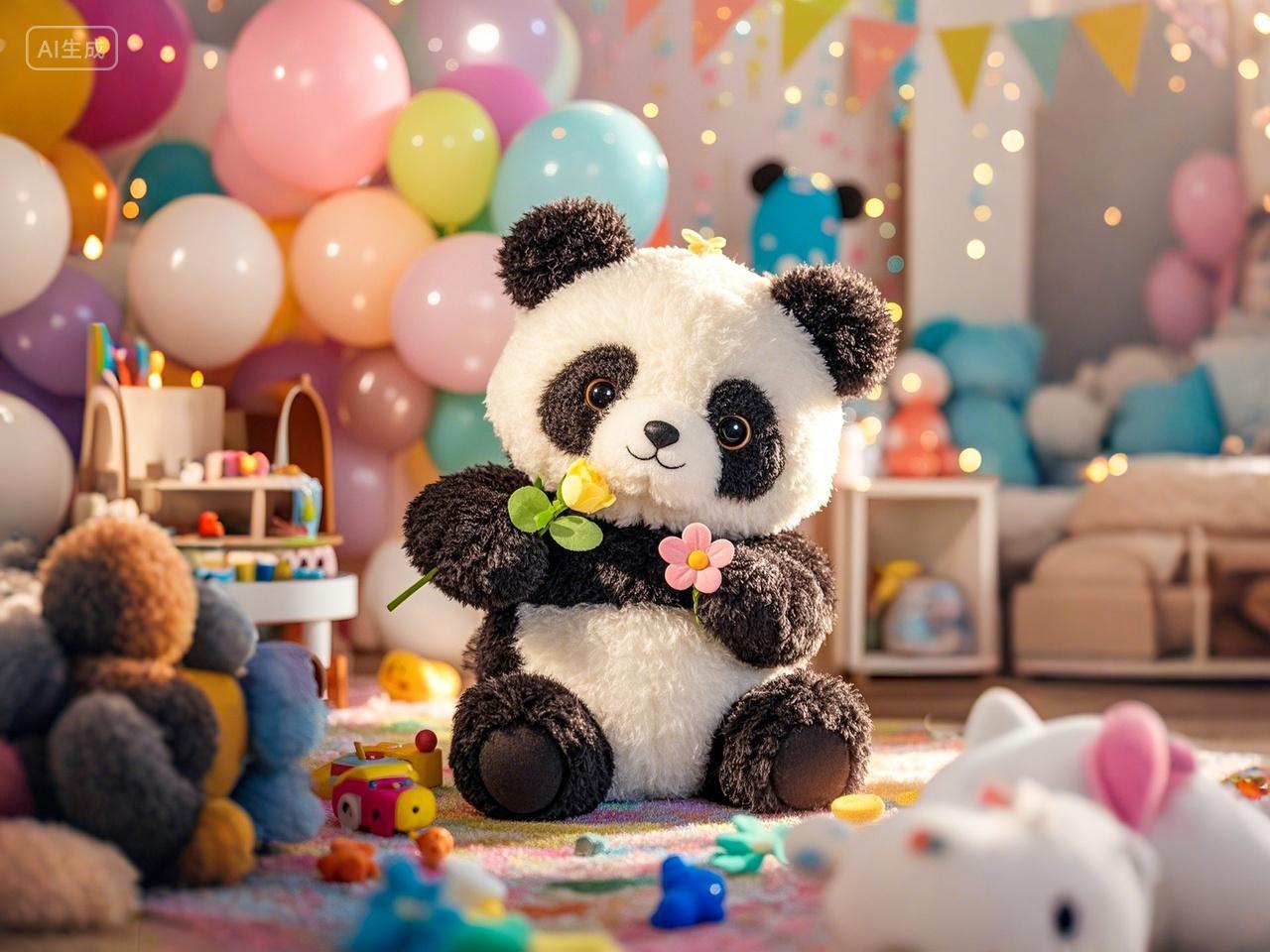 可爱毛绒熊猫公仔玩偶童真儿童节孩子