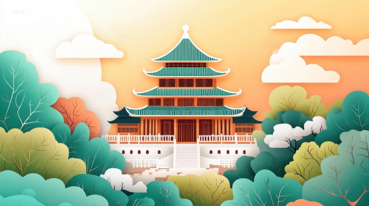 纸艺剪纸中国宫殿