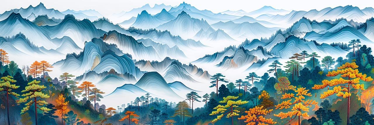 优美的线条勾勒出了秋天的宁静与和谐自然治愈的矢量插画素材