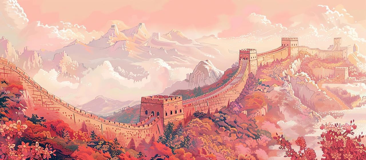 复古长城大气党建背景