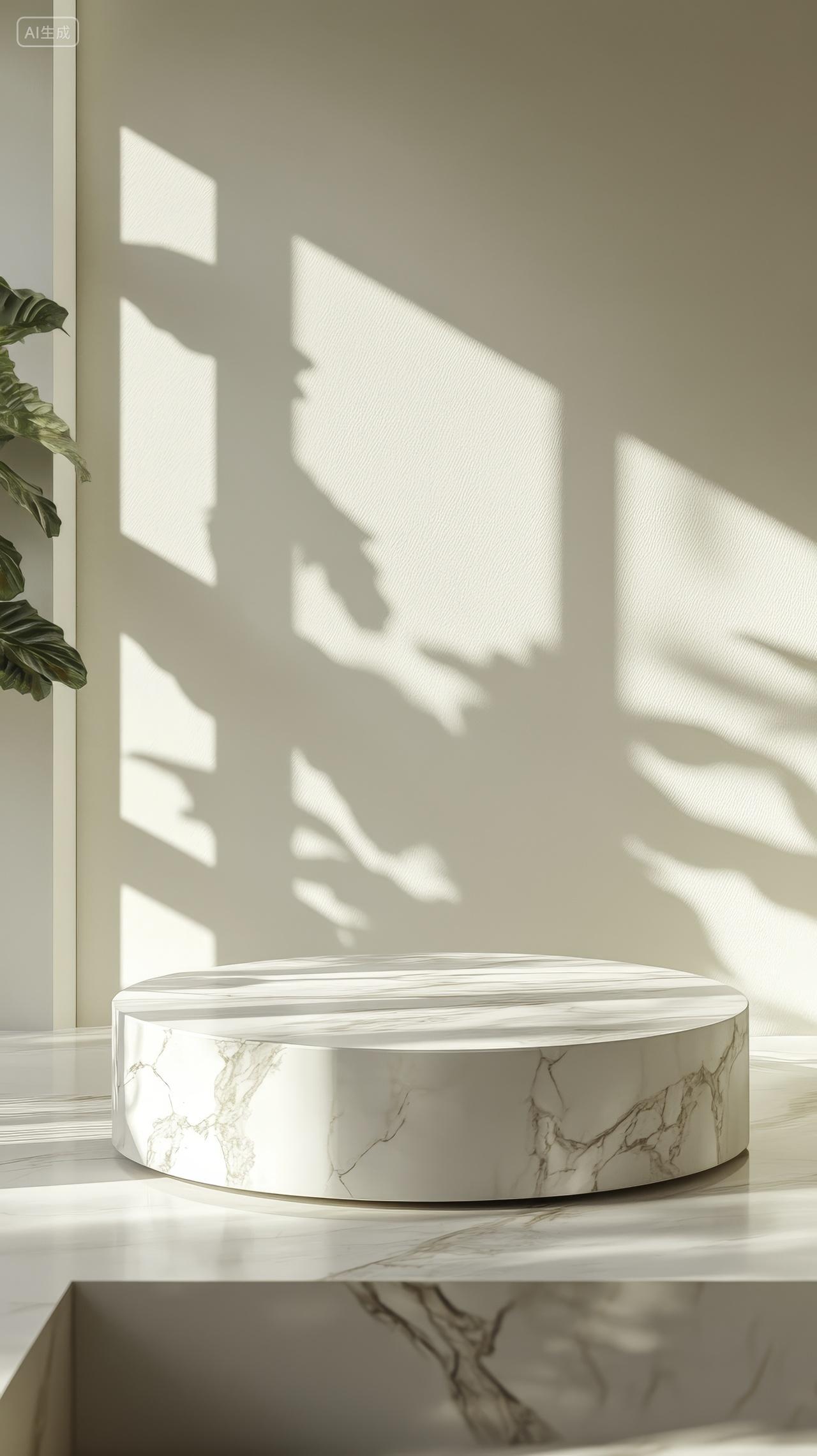 极简现代风圆形石台装饰瓶电商展台详情页背景