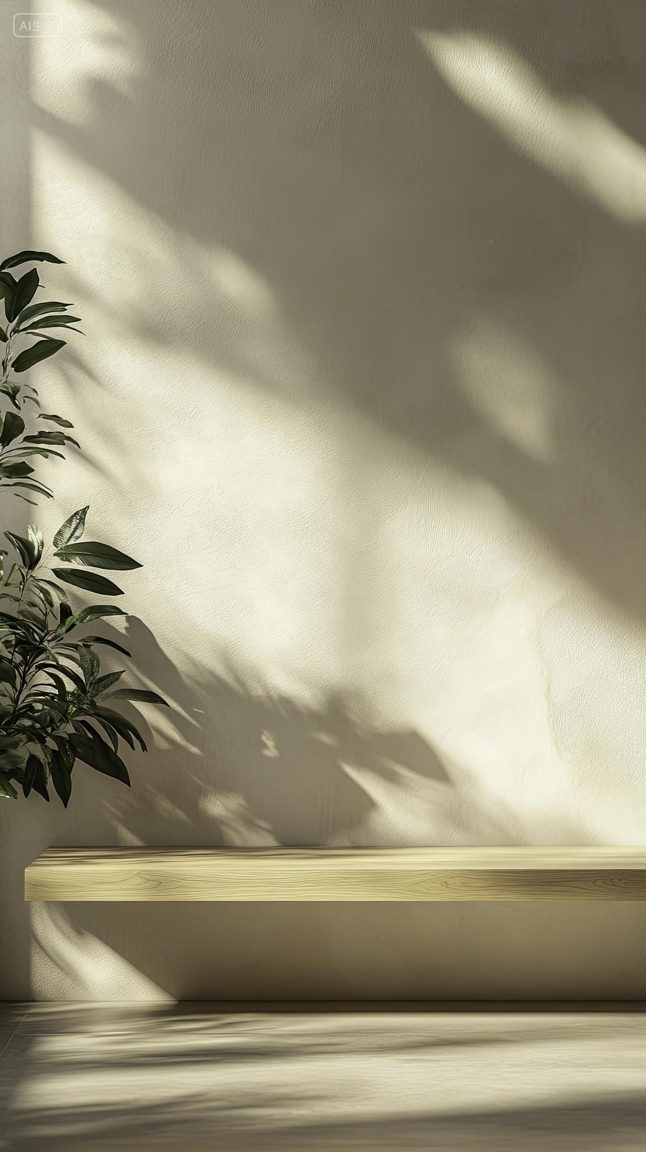 自然光照简约木质展示背景电商展台详情页背景