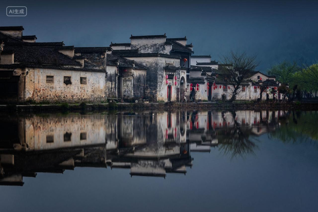 安徽黄山市黟县宏村南湖春季风光