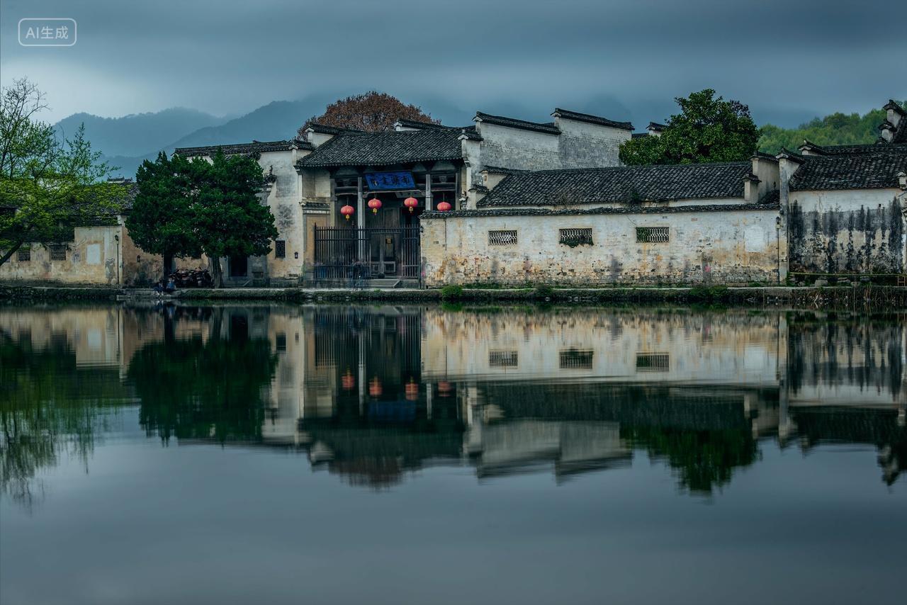 安徽黄山市黟县宏村南湖春季风光