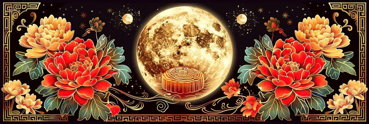 中秋节花好月圆矢量插画