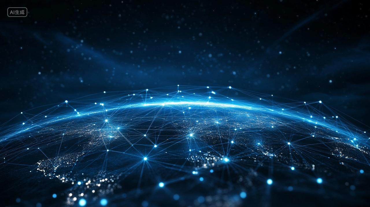 智能科技数字网络线蓝色地球科技感背景
