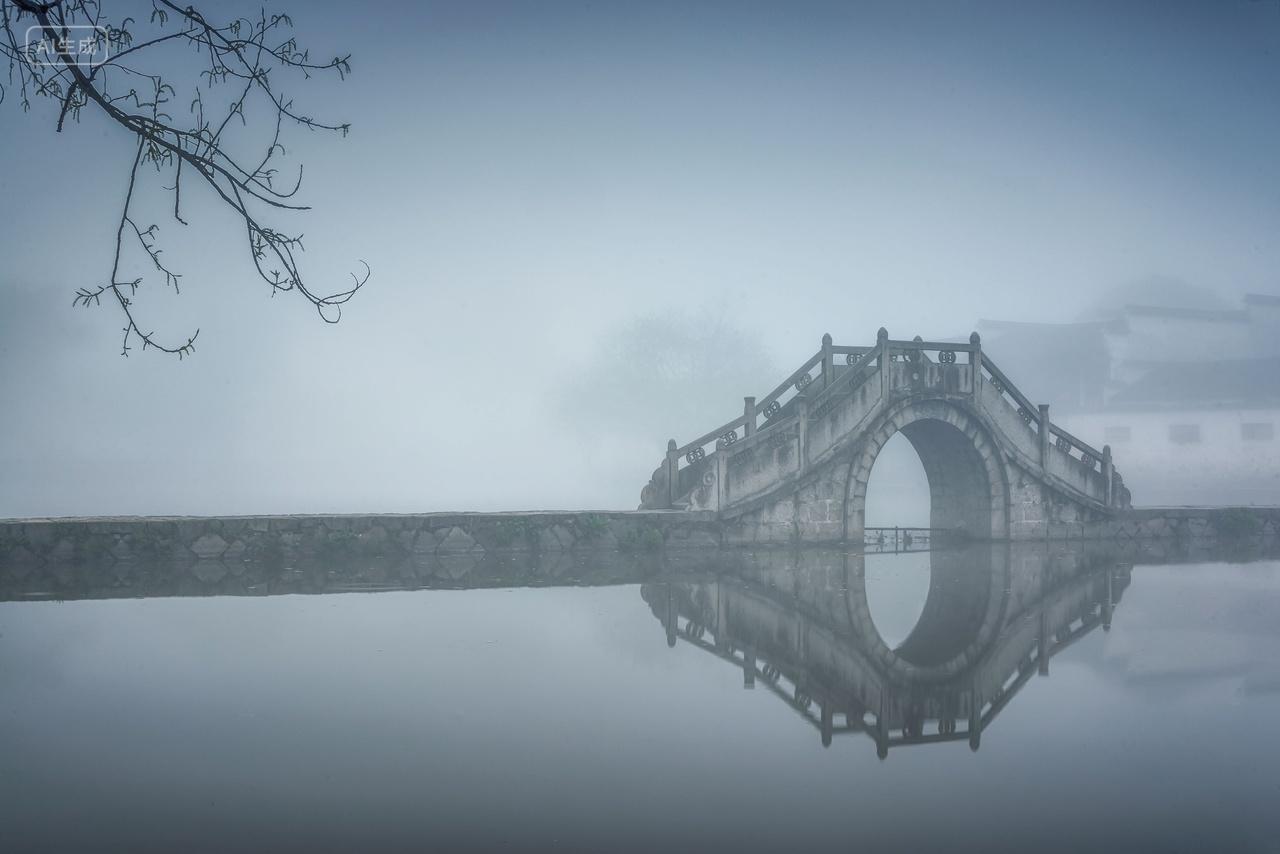 安徽黄山市黟县宏村南湖春季风光