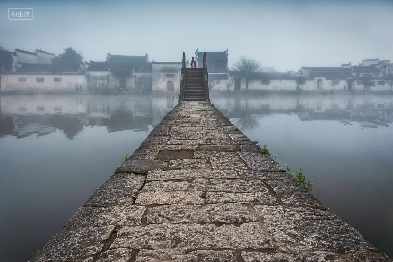 安徽黄山市黟县宏村南湖春季风光