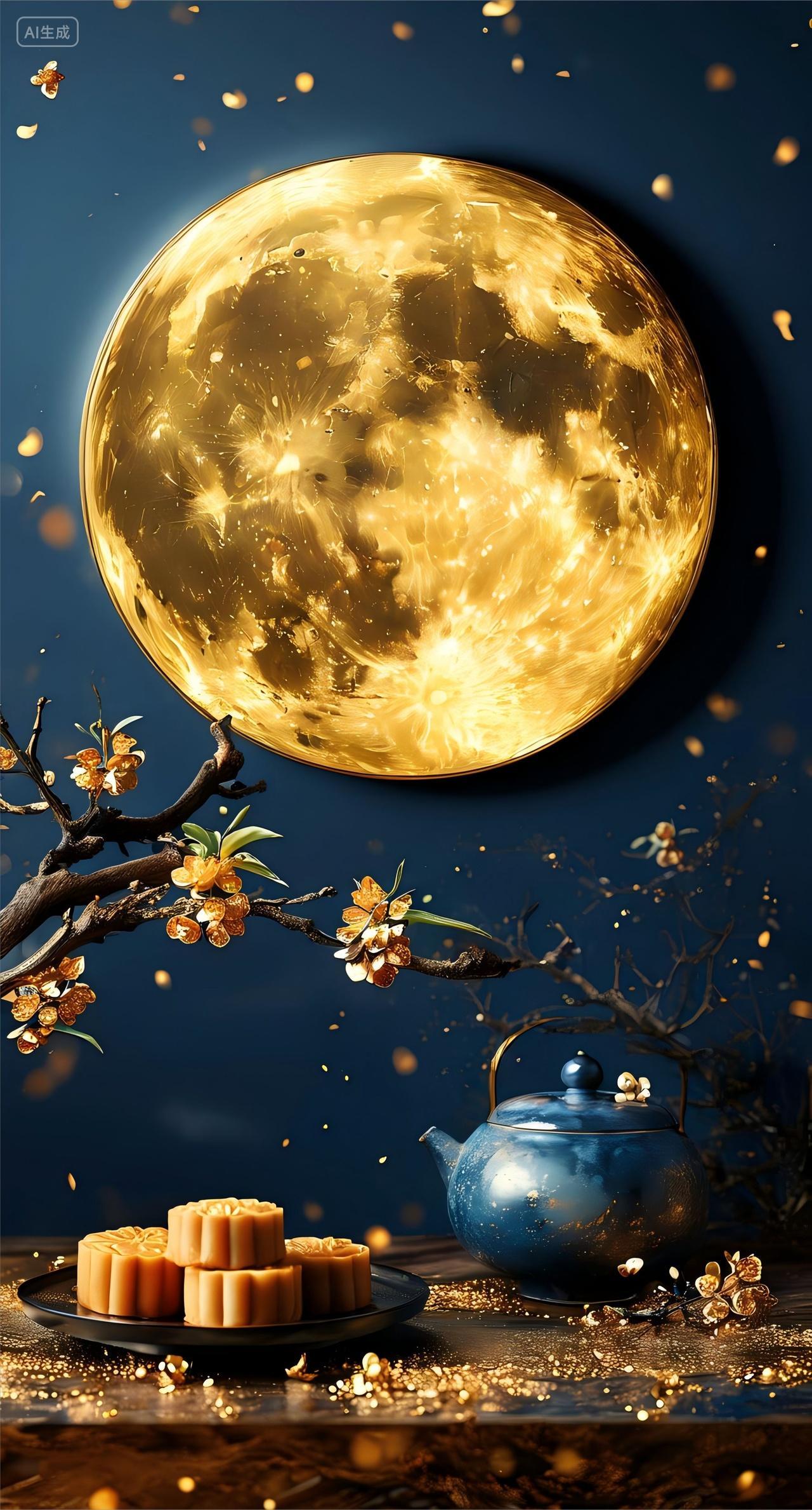 中秋节月饼氛围感商业海报