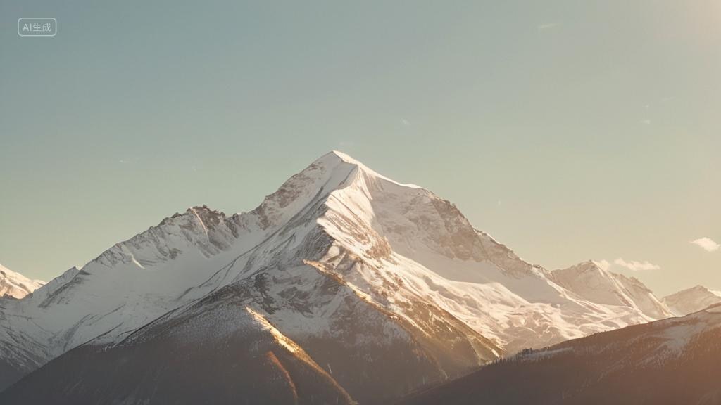 冬季重峦叠嶂雪山宏伟壮观山脉连绵雪白静谧寒冷素材插画