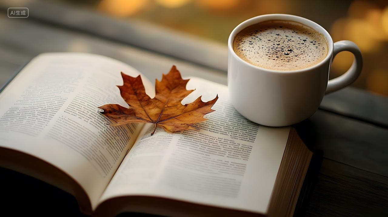 秋日阅读与咖啡的宁静时光背景